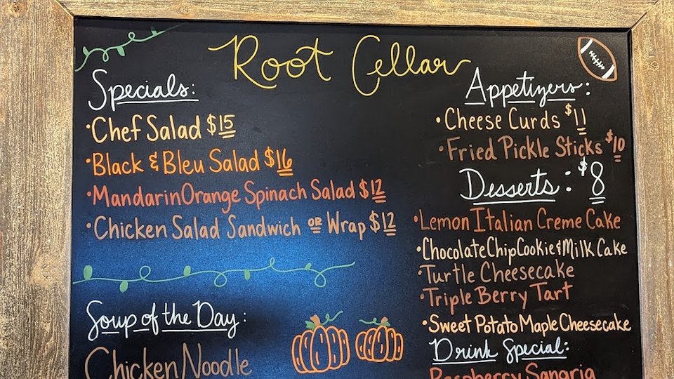 Lunch menu with sandwiches, sliders, and fried sides.